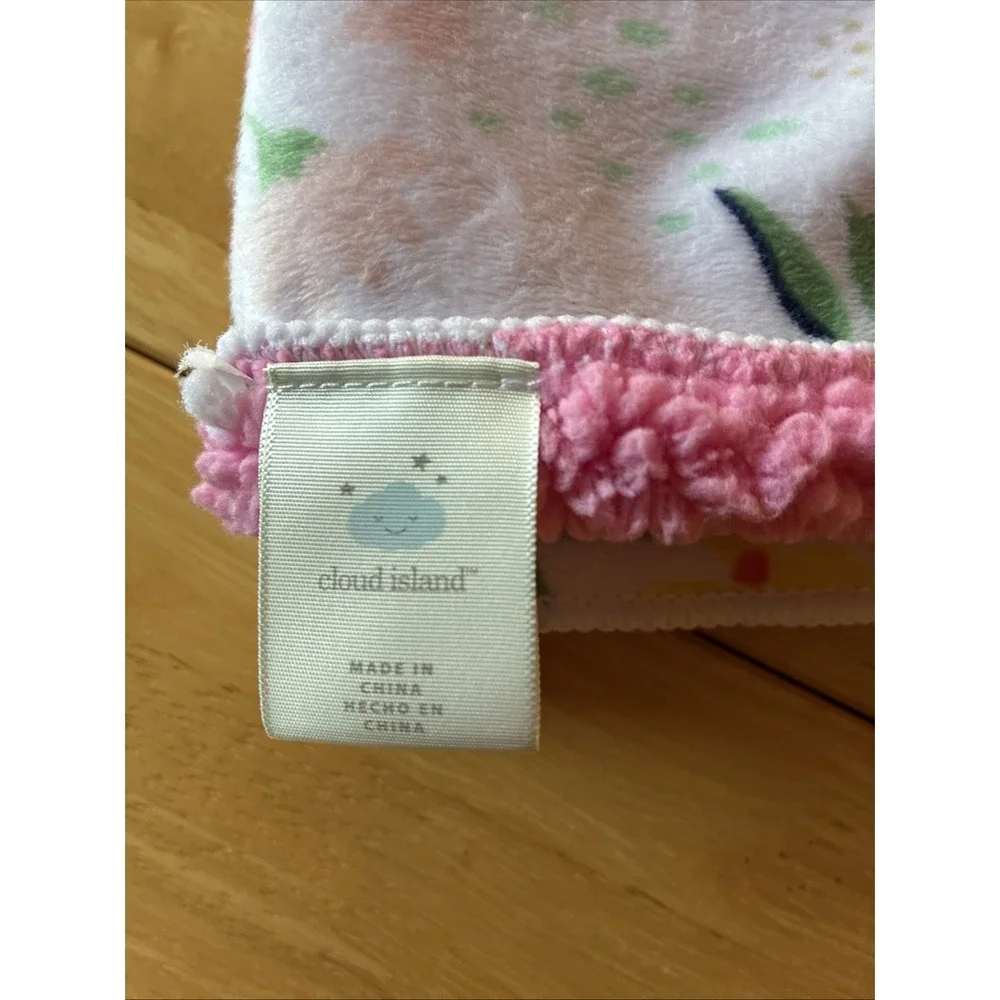 Cloud Island Wild Flower Floral Pink Sherpa Baby Blanket Security Lovey